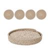 Round Woven Jute Coaster Set 4 Pieces 18cm Diameter with Matching Round Tray Natural Fiber Drink Coasters for Home Table Protection