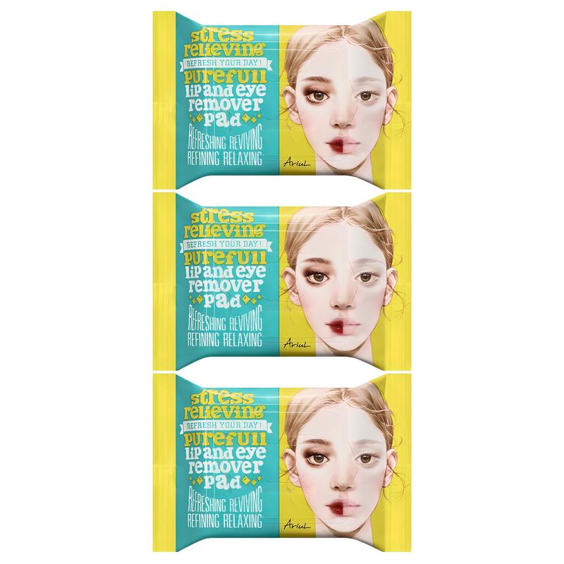 Ariul Stress Relieving Pureful Lip & Eye Remover Pads 30p, 55g, 3 pcs