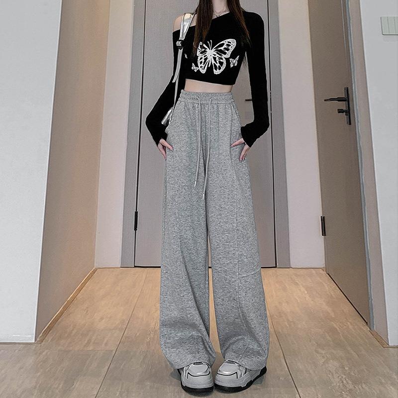 Scimitar wide-leg pants women's spring and autumn new high-waisted loose straight casual pants slim sweatpants