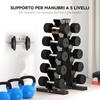 5-Tier Steel Dumbbell Rack with Plastic Inserts. 35x33x66cm. Black