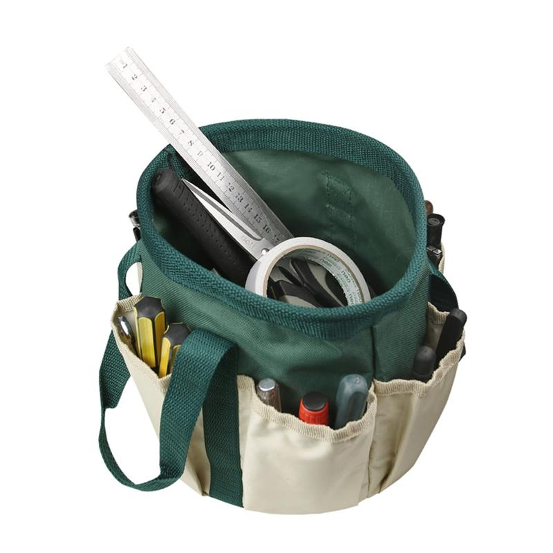 Garden Tools Bucket Bag Gardening Organizer Tote with Pockets, Personalized Oxford Cloth Tool Storage Bag for Gardeners