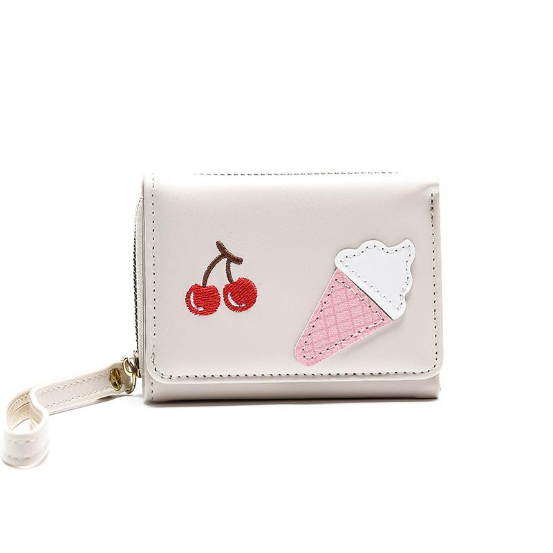 Wallet Women's Short New Ice Cream Cherry Simple Large Capacity Change Bag WaIIet