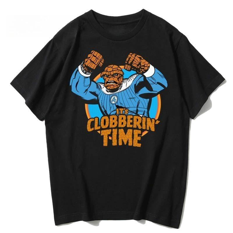 Genuine 2026 New Fantastic Four Comic Thunderbolt Firestone Man Print Plus Size Men's Short Sleeve Loose Sport T-Shirt
