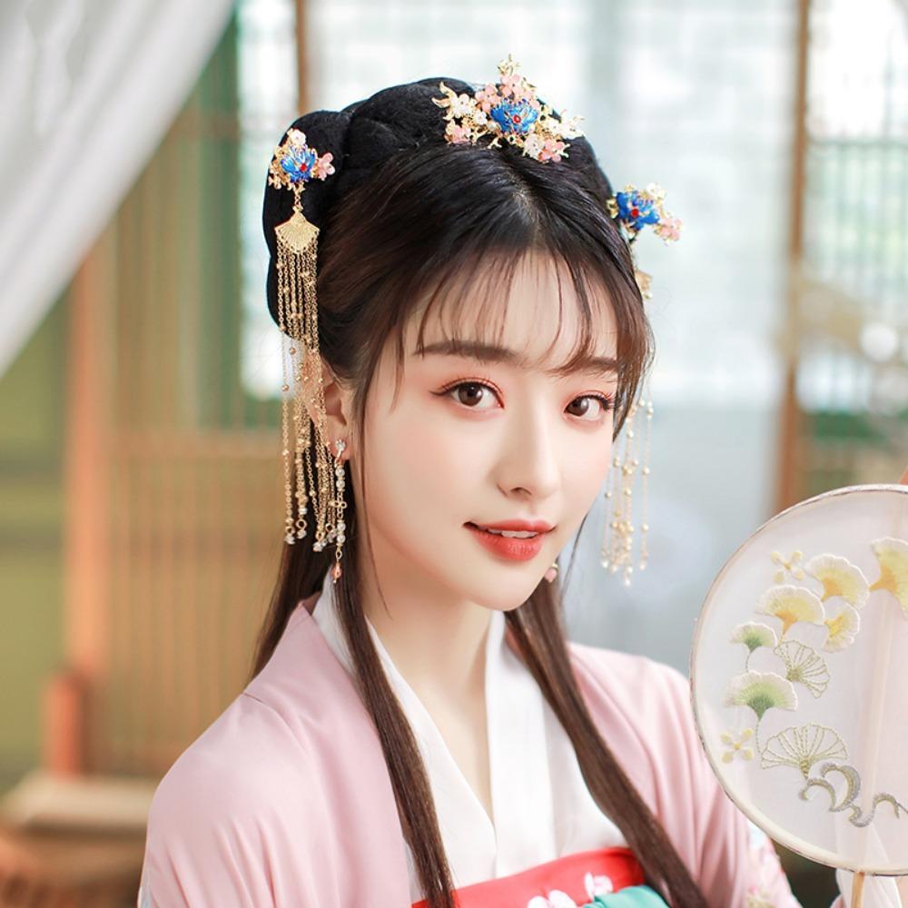 Flower Ancient Hair Stick Sets Chinese Style Wedding Hair Accessories  Cheongsam