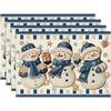Snowman Snowflake Winter Placemats Set of 4, 12x18 Inch Seasonal Holiday Christmas Place Mats for Party Dining Table