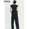 Zaprha 2025 Autumn New Fashion Waist Hugging Slimming Thin Stripe V-neck Wide Sleeve Vest Vest 4749768