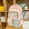 High value dopamine sweet contrasting color girl heart backpack college wind junior high school students multi-compartment backpack