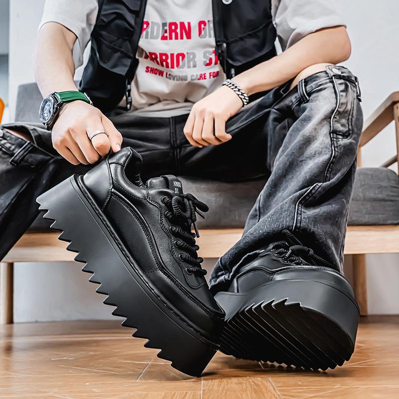 Thick White Shoes,2026 Spring New Fashion Trend To Increase Board Shoes, Low-top Lace-up Casual Sports Men's Shoes