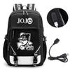 Anime JOJO Jonathan Joestar Golden Experience Backpack School Bookbag with USB Port Laptop Compartment for Boys Girls Travel Bag