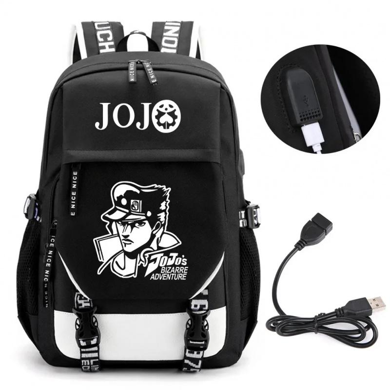 Anime JOJO Jonathan Joestar Golden Experience Backpack School Bookbag with USB Port Laptop Compartment for Boys Girls Travel Bag
