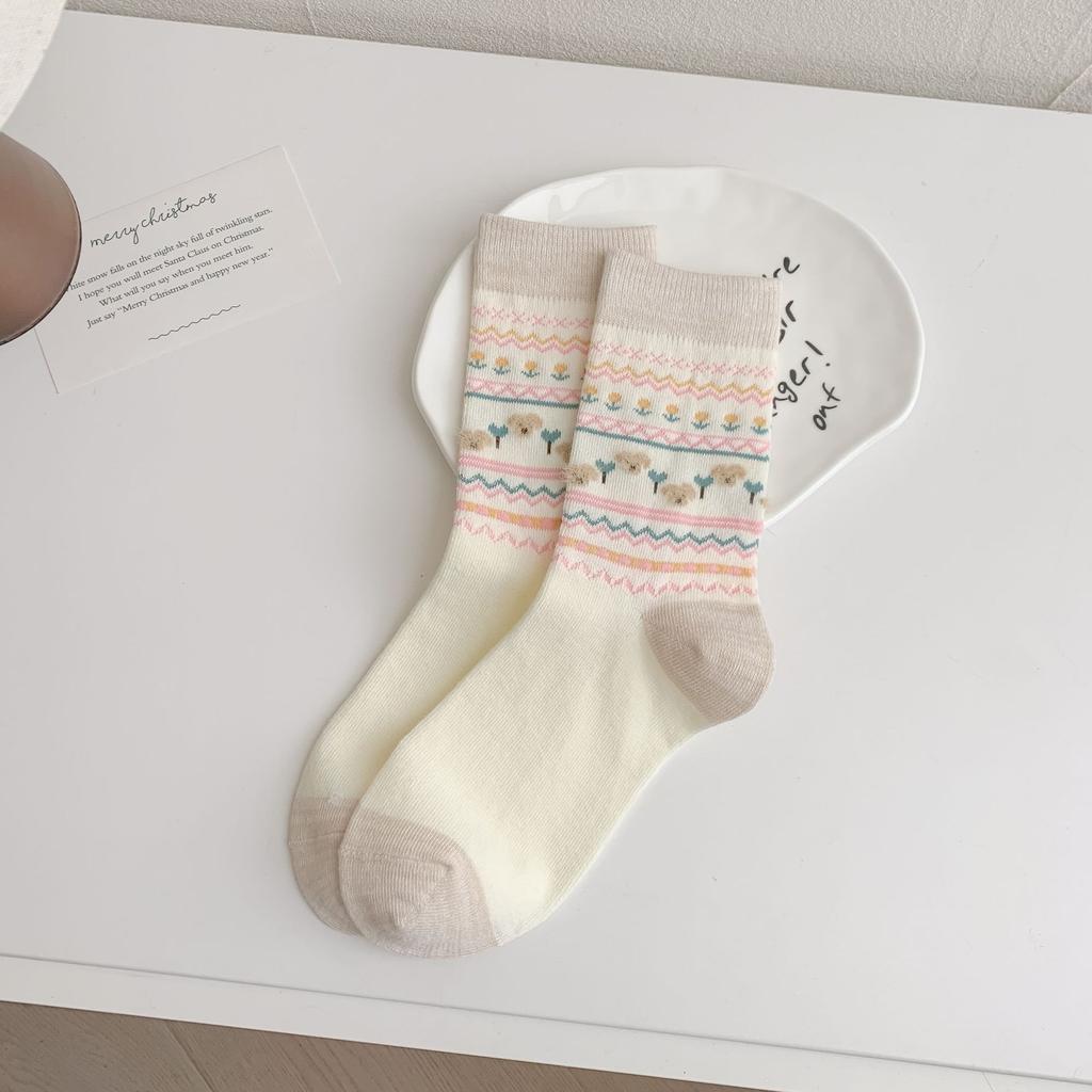 Candy-Colored Socks For Girls, Gentle And Sweet Tube Socks In The Wind, Sweat-Absorbing And Breathable, Simple Commuter Cotton Socks