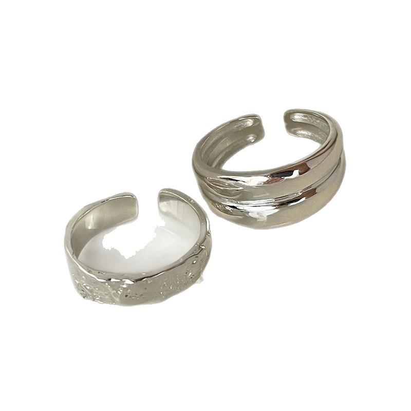 Su Chuang S925 Sterling Silver Textured Open Ring for Women - Versatile High-End Stacking Design