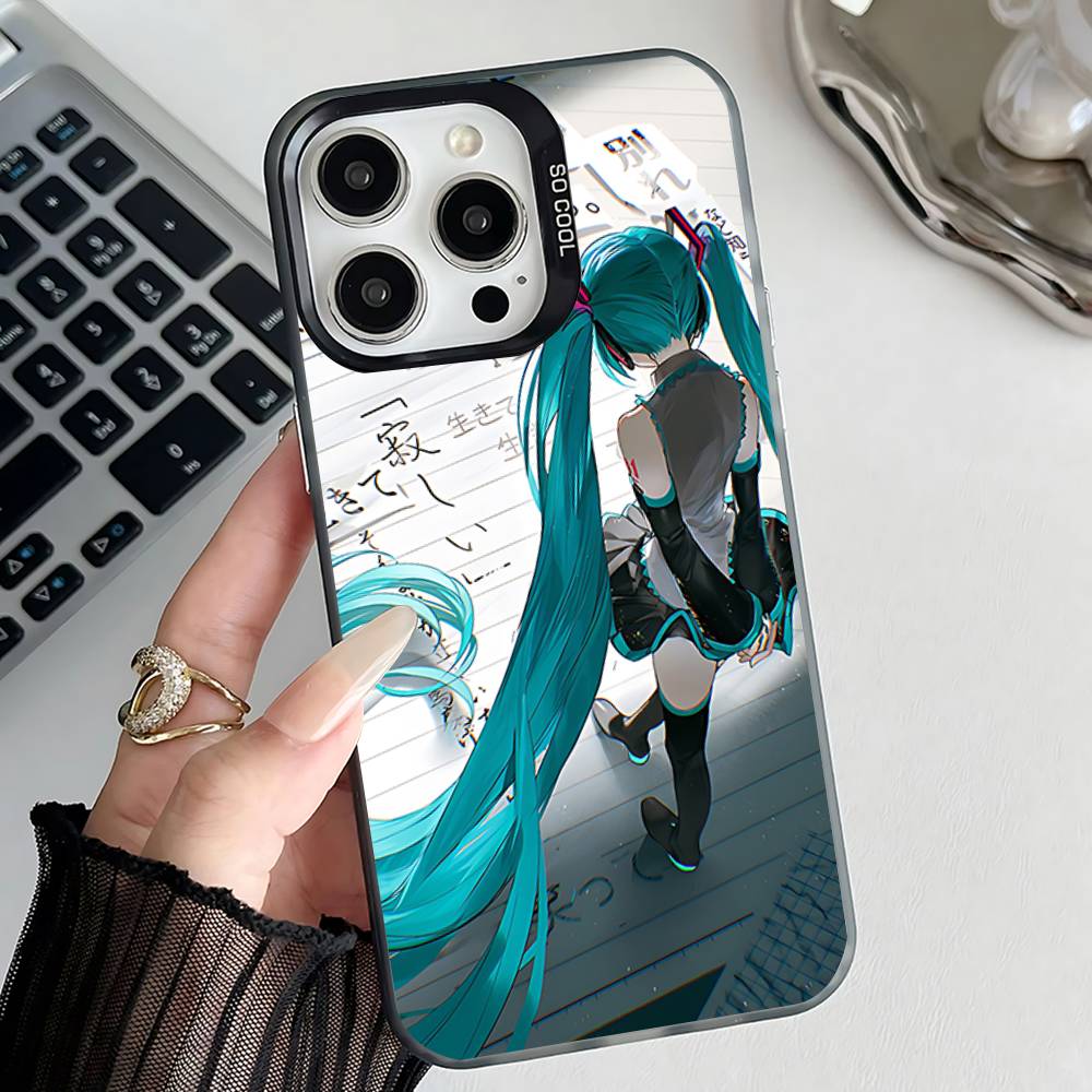 Anime M-MIKU Phone Case For iPhone 17,16,15,14,13,12,11,Pro,Max,Plus,E,Air,Mini Anti Fall Black  Bumper