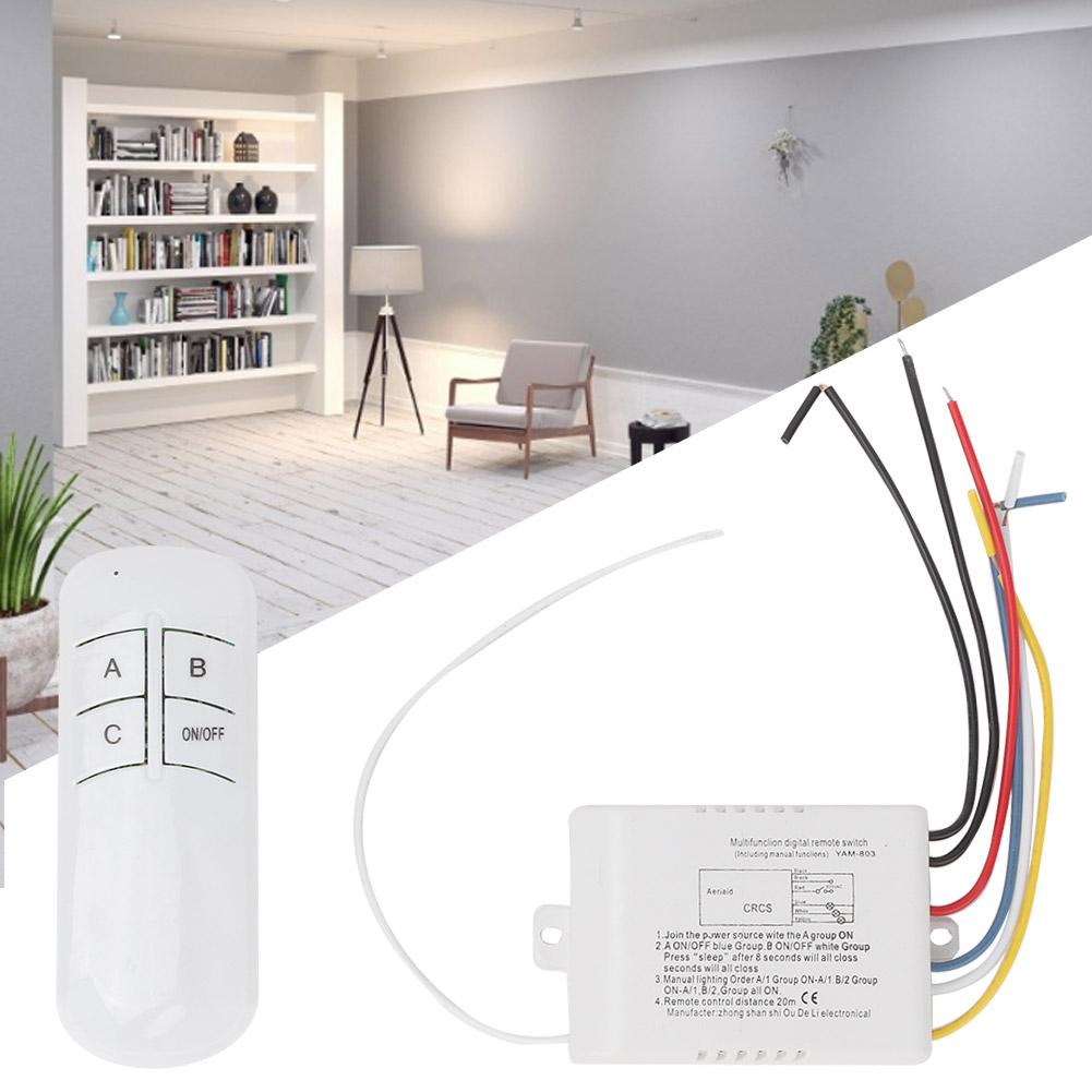 

3 Ways ON OFF 220V Digital Wireless Wall Light Receiver Transmitter Remote Control Switch