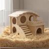 Hamster Wooden House Wood Sleeping Decorative Small Pet Villa Doublelayer