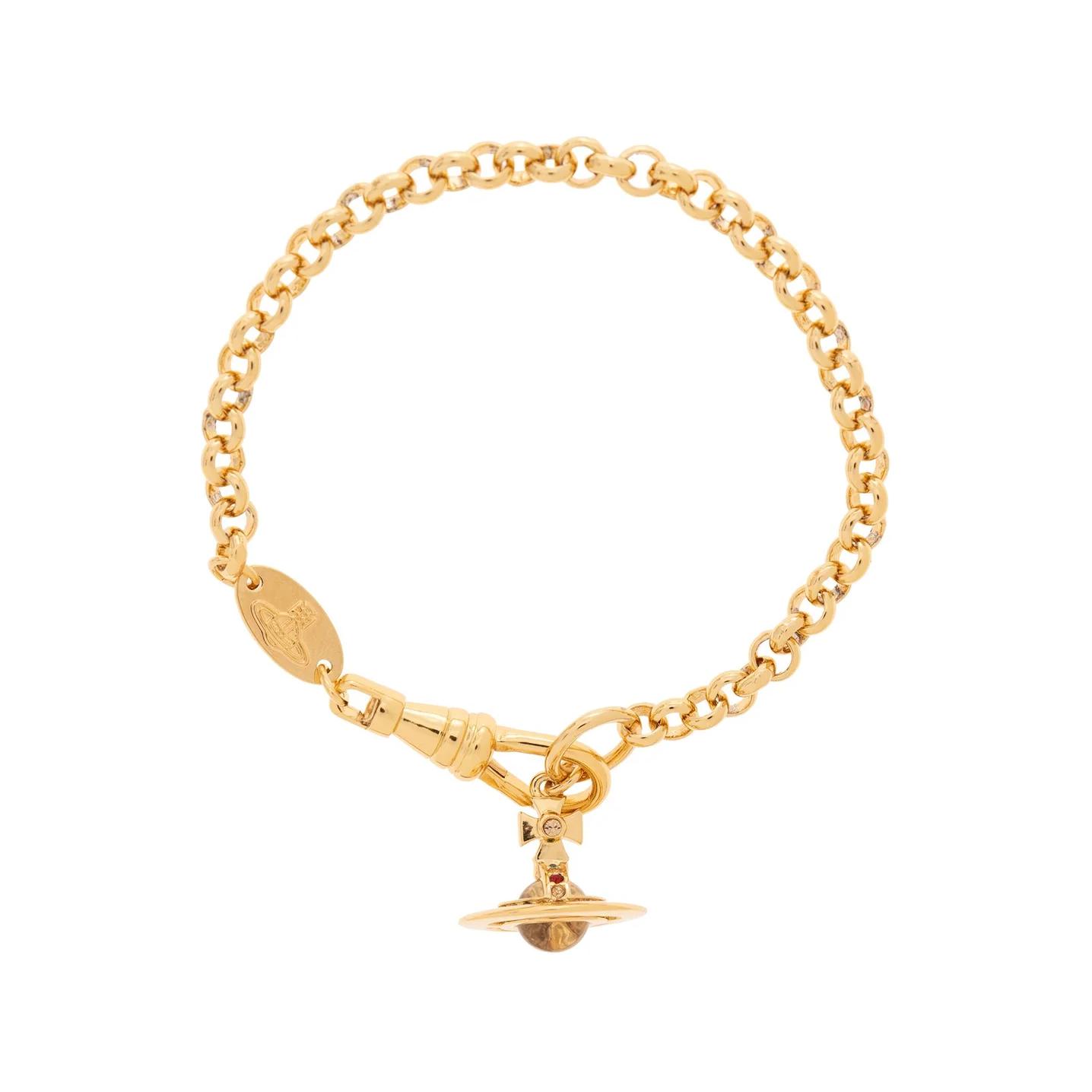 Vivienne Westwood Logo Design Brass Crystal Bracelet Women bracelet Gold 6102005702R001CN Basic Packaging-Dust Bag+Box