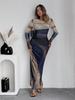 European & American Fashion Mesh Print Ruffle Bodycon Dress