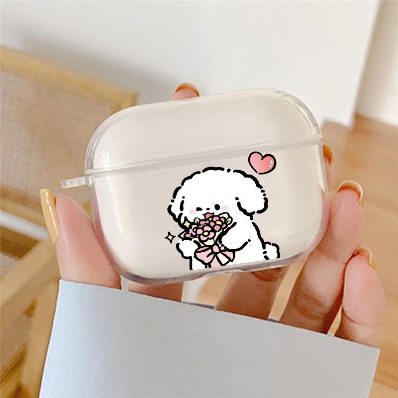 

Lovely Cartoon Dog Couple Earphone Case For Airpods Pro3 3 2 1 Pro2 Animal Clear Soft Silicone Headphone Cover For AirPods 4 Box Airpods 1 2