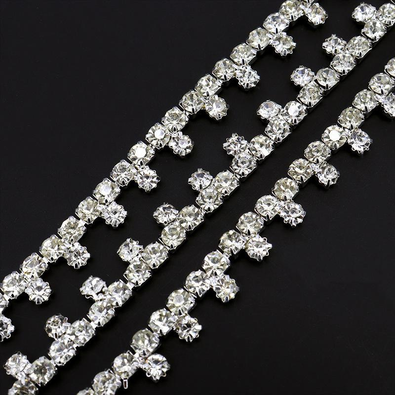 10Yards Rhinestone Chain Diamond Trim Fringe Crystal Bag Hat Accessories DIY Wedding Decoration Gift Irregular Rhinestone Ribbon