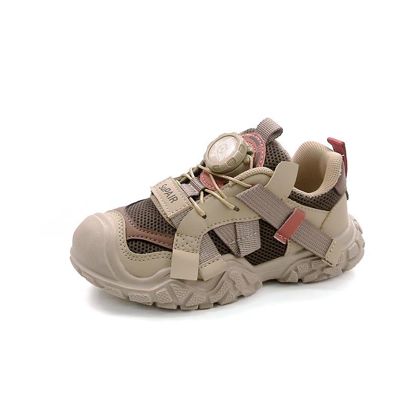 Knob buckle children's sneakers 2025 popular girls' shoes spring and autumn boys' shoes breathable mesh autumn children