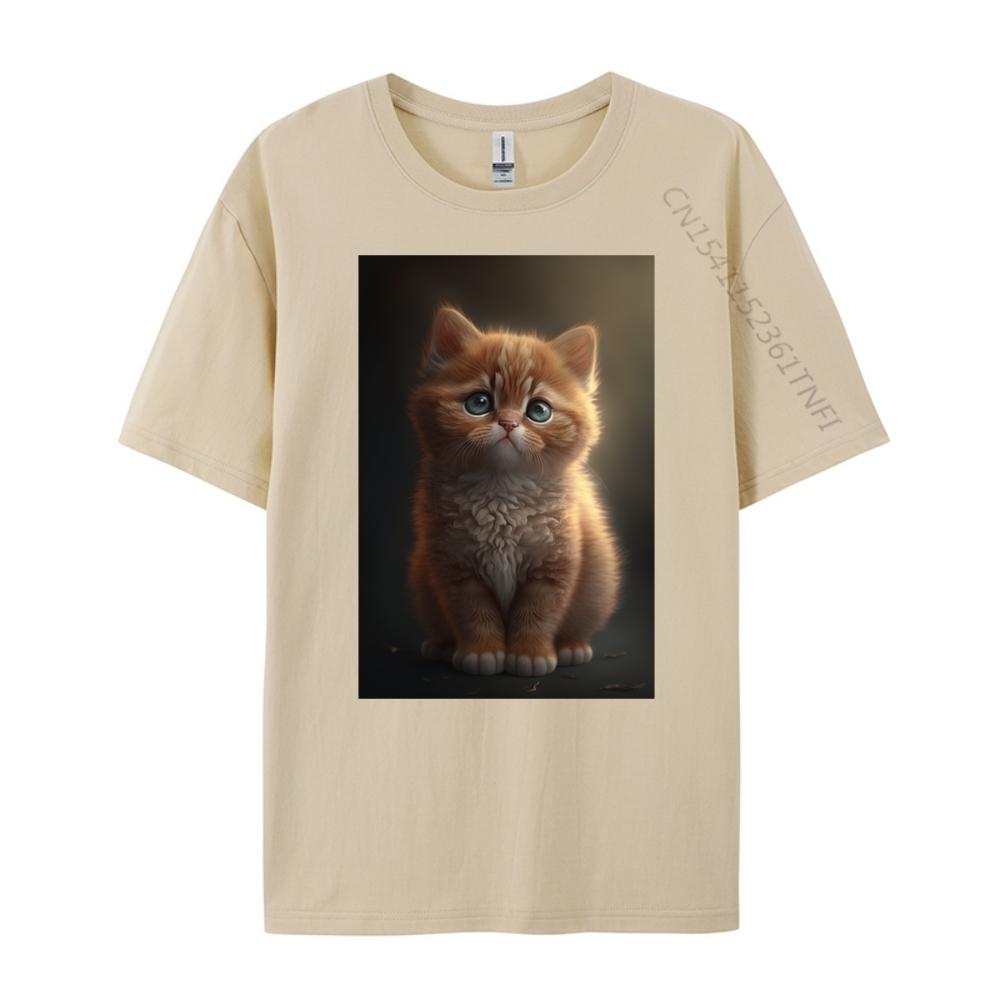 Cute Cat Kitten Luxury Clothing Men's Shirt Red And Black Graphic T Shirt Summer Original Mens T-Shirts Printed On