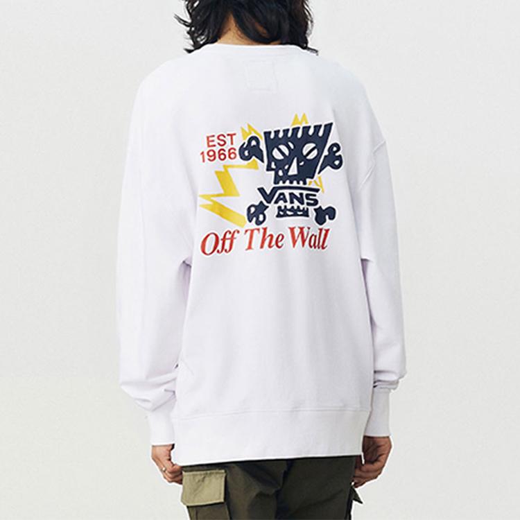 Vans Printed Loose Fit Crew Neck Sweatshirt Men Sweatshirts White VN0A54JIWHT