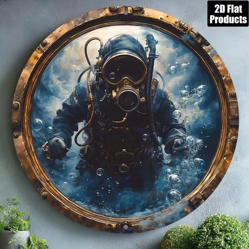 Metall-Wandkunst Vintage Taucher Rundes Blechschild für Bar