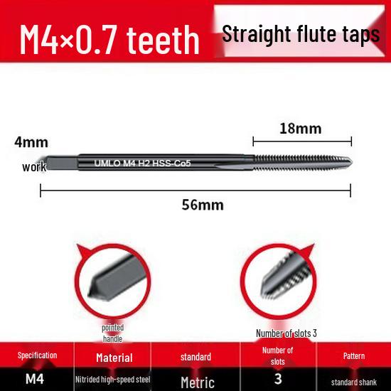 Cobalt Nitride Spiral Tap for Stainless Steel (Drill Bit: M4, M5, M6, M8, M10)