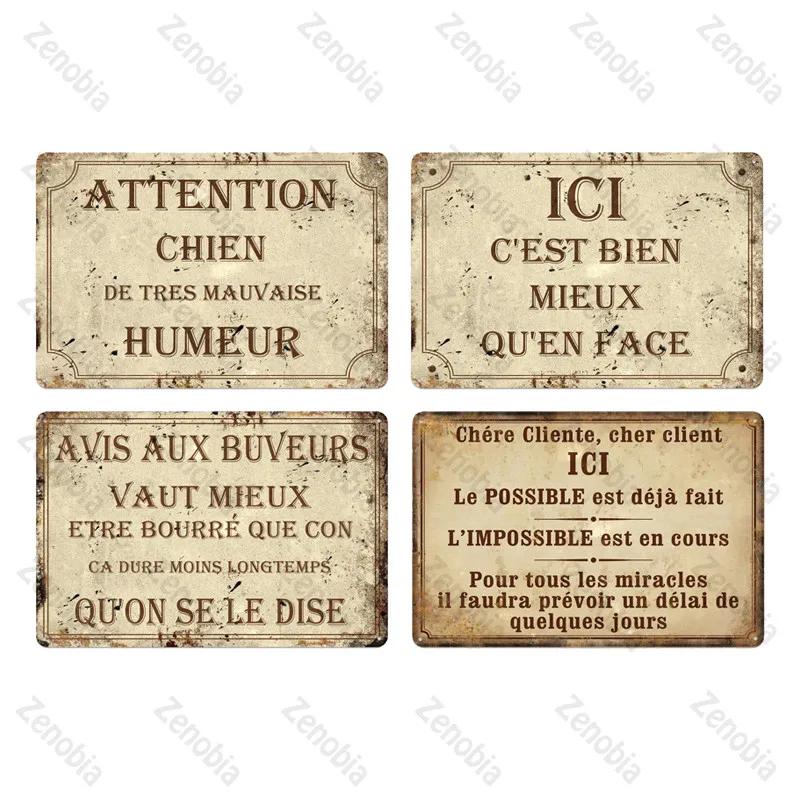 Place Des Aperos Plaque Metall Vintage Französisch Retro Metall Zinn Zeichen Bar Pub Club Wand Dekor Eisen Malerei Dekorative platte