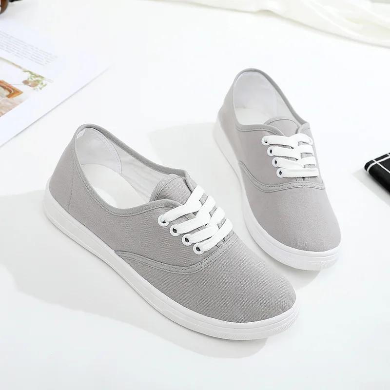 Fashion Autumn Loafers Canvas Shoe Sneakers for Women Shoes Breathable Women's Casual Shoes Lace Up WomanWhite Shoes Flats