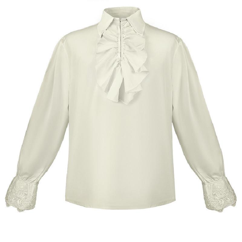 Medieval Halloween Vampire Renaissance Steampunk Long Sleeve Ruffle Collar Shirt For Cosplay Performance