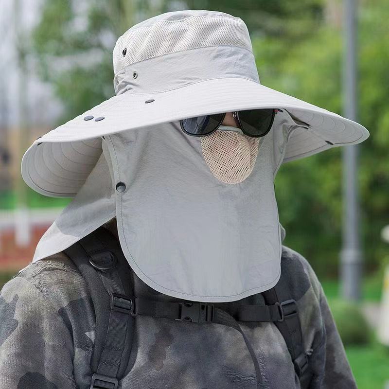 Sommerlicher Fischerhut mit breiter Krempe aus atmungsaktivem Polyester, Sonnenschutz für Outdoor-Aktivitäten