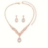 Elegant European & American Zircon Necklace & Earring Set for Weddings & Evening Gowns
