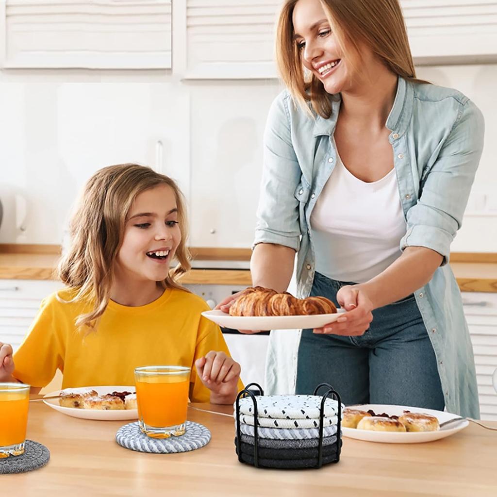 Coasters for Drinks, Coasters Set of 4 - Color, 8 Pack Coaster Set, Absorbent Coaster with Holder, Coffee Table Decor, Living Room Decor