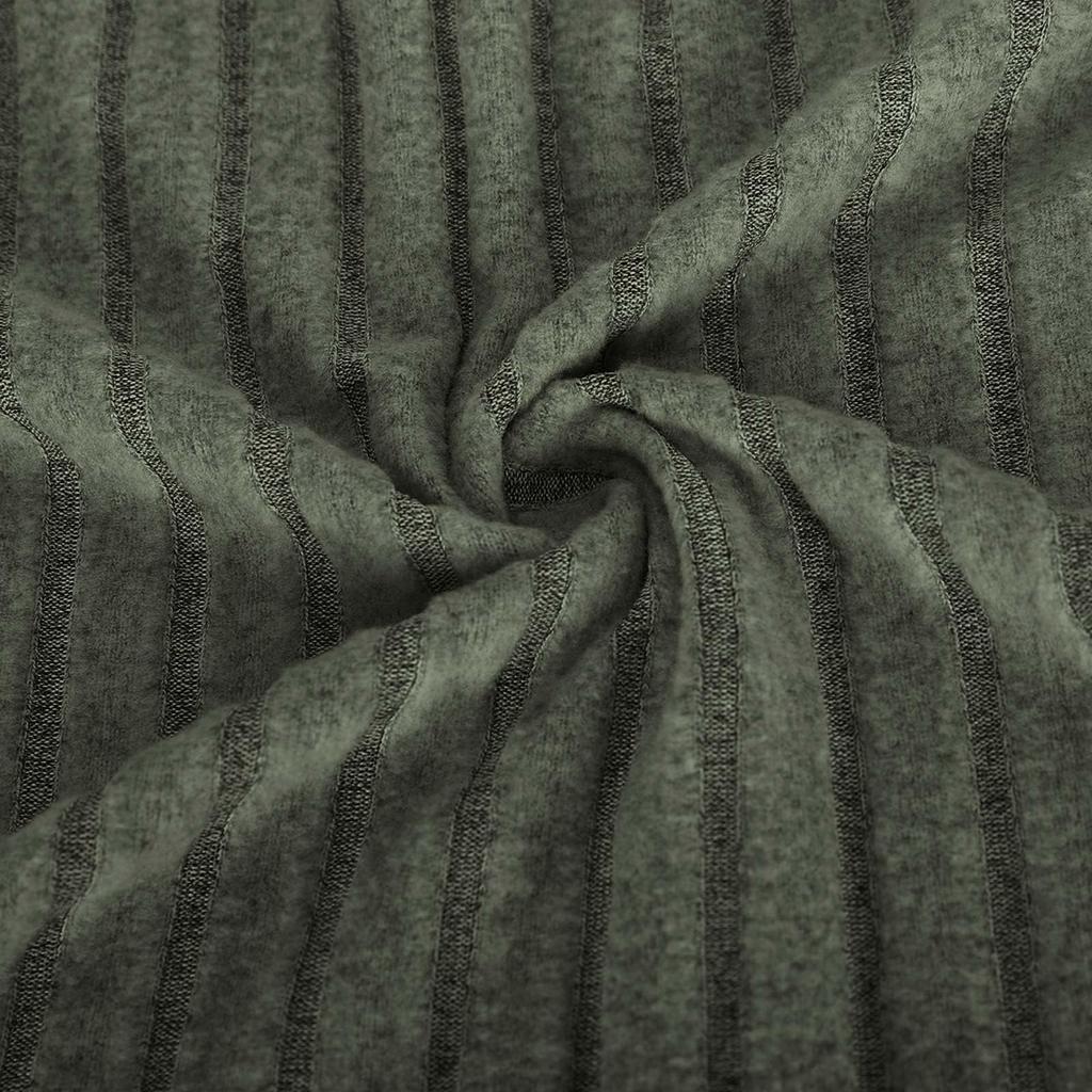 Damenmode Lässig Einfarbig V-Ausschnitt Metallknopf Streifen Langarm T-Shirt