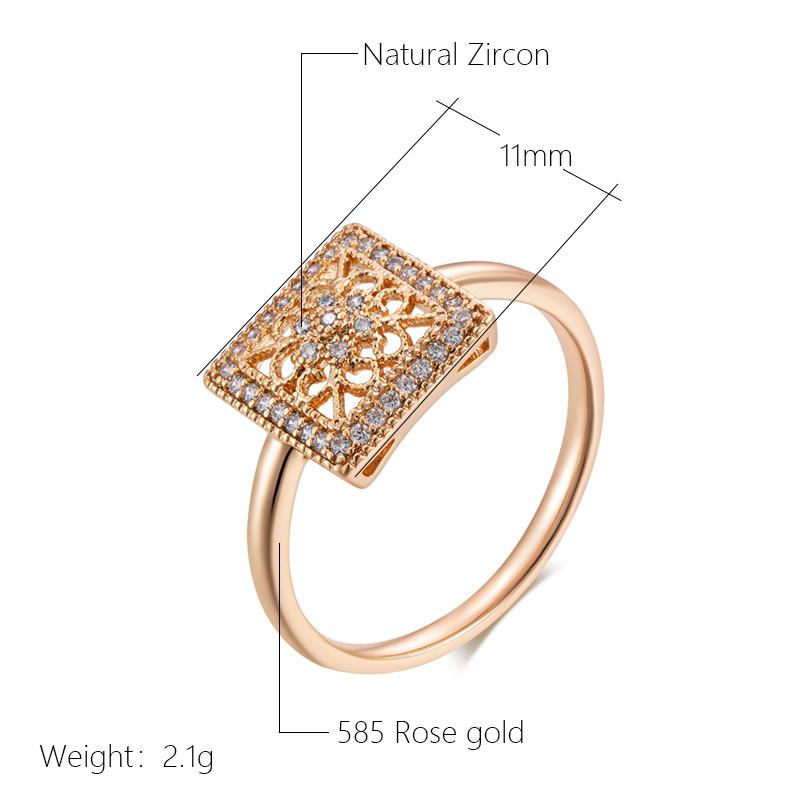 Unique Square Hollow Flower Ring For Women Fashion  Rose Gold Color With Natural Zircon Accessories Daily Fine Jewelry