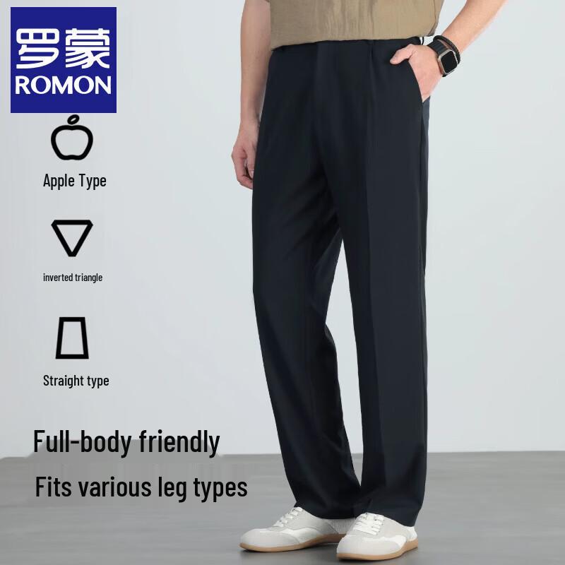 Romon Men's Lyocell Linen Blend Cool Straight Dress Pants