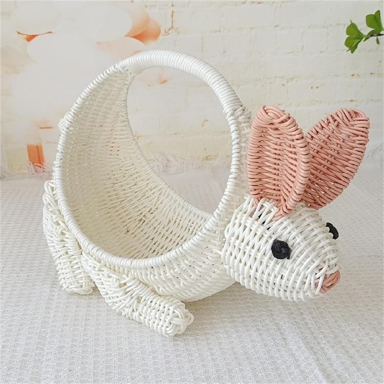 Practical Woven Flower Basket Bunnies Shaped Sturdy Plastic Container Craft Supplies for Wedding and Office Storage