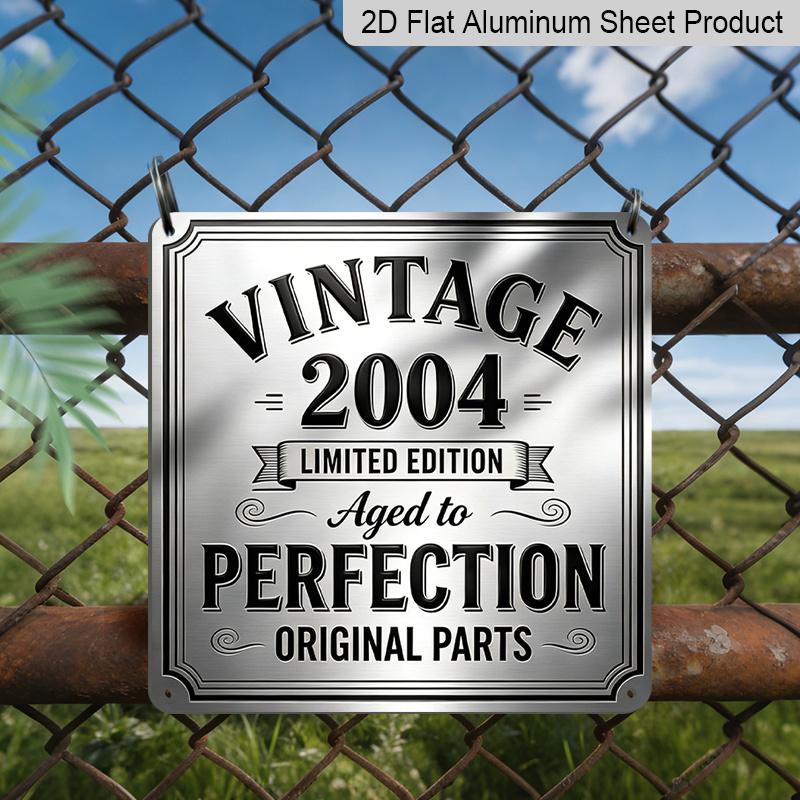 

2D Flat, 1pc, Vintage Square Metal Aluminum Decorative Sign, Vintage 2004 Aged To Perfection, Retro Outdoor Wall Art, Home Decor for Kitchen, Cafe 20*20cm