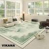 Sage Green Minimalist Bordered Area Rug, Soft Non-Slip Floor Carpet for Living Room, Bedroom  Modern Home