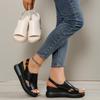 Thick Soled Wedge Heels for Women's Summer Back with An Empty Flat Buckle Cool Slippers in Large Sizes 35-43 High-heeled Sandals