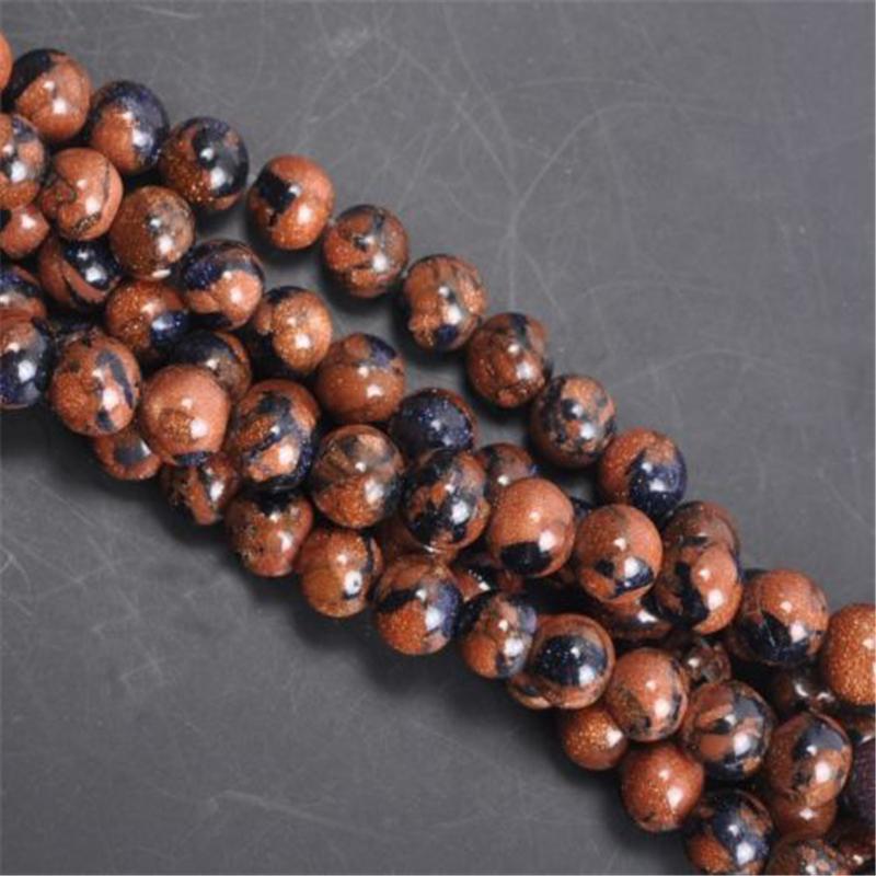 Natural Gemstone Stone Mixture Gold Sand&Blue Sand Stone Beads for Jewelry Making