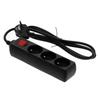 3-socket extension cord 1.5 with grounding and switch, black