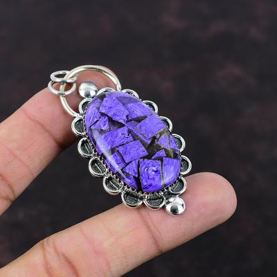 Kupfer Charoit Anhänger 925 Sterling Silber Anhänger Charoit Schmuck Handgefertigter Anhänger Neuestes Design Anhänger Edelstein Schmuck Geschenk für Mutter