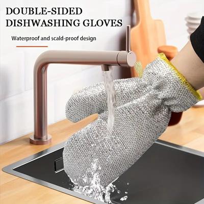 1/2PCS New Steel Wire Dishwashing Gloves Rust Removal Cleaning Gloves Kitchen Insulation Gloves Steel Wire Dishwashing Cleaning Cloth Tools