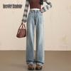 Beautiful Wardrobe Women's Retro High-Waist Washed Straight-Leg Jeans