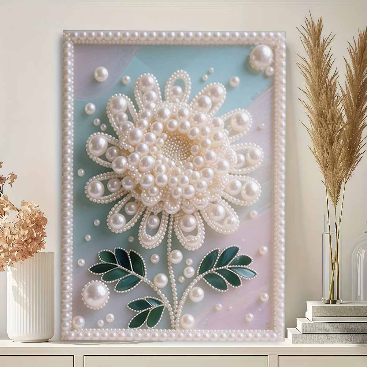 Pearl Dandelion DIY Diamond Art Kits 15.7x19.6inch Gem Art Diamond Painting Kits Without Frame for Adults Gift Idea Home Wall Decor
