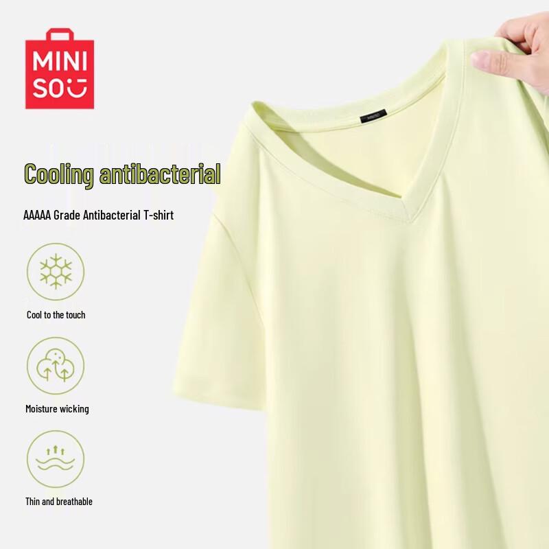 MINISO Women s V-Neck Short Sleeve T-Shirt XL