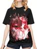 Anime Elfen Lied Lucy T-Shirt Damen Freizeit Rundhals T-Shirts Sommer Baseball Kurzarm T-Shirt