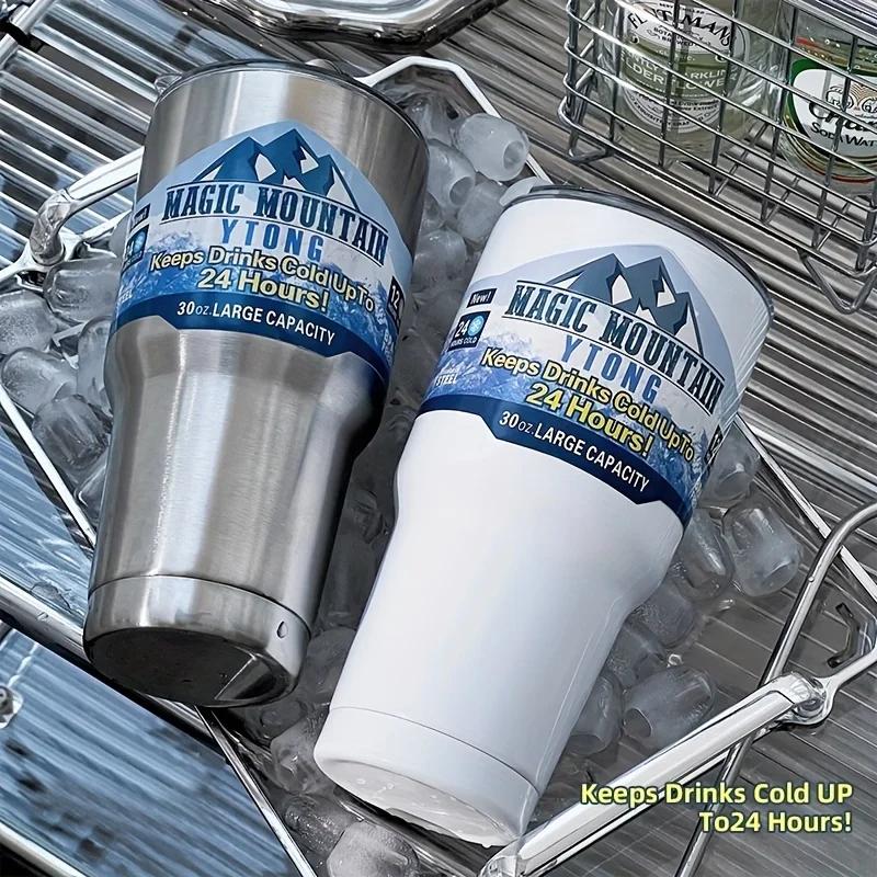 

30 унций 900 мл 304 нержавеющая сталь чашка для кофе с крышкой сохранение тепла охлаждение двойного назначения летняя чашка для кофе портативная автомобильная чашка 900ml белый